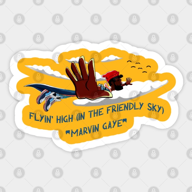 flyin' high (in the friendly sky) - marvin gaye Sticker by Illustration Planet